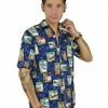 Men Short-Sleeved Hula Girl Midnight Shirt
