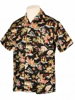 Men Short-Sleeved Island Black Shirt