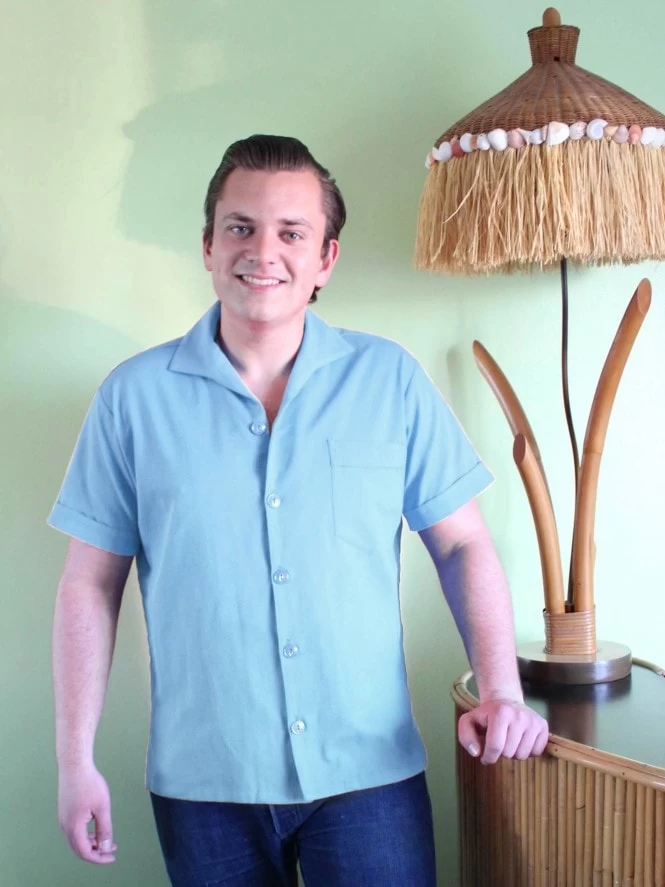 Men Short-Sleeved New Style Blue Shirt 5 Men Short-Sleeved New Style Blue Shirt - Image 3