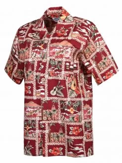 Men Short-Sleeved Surfers Paradise Burgundy Shirt