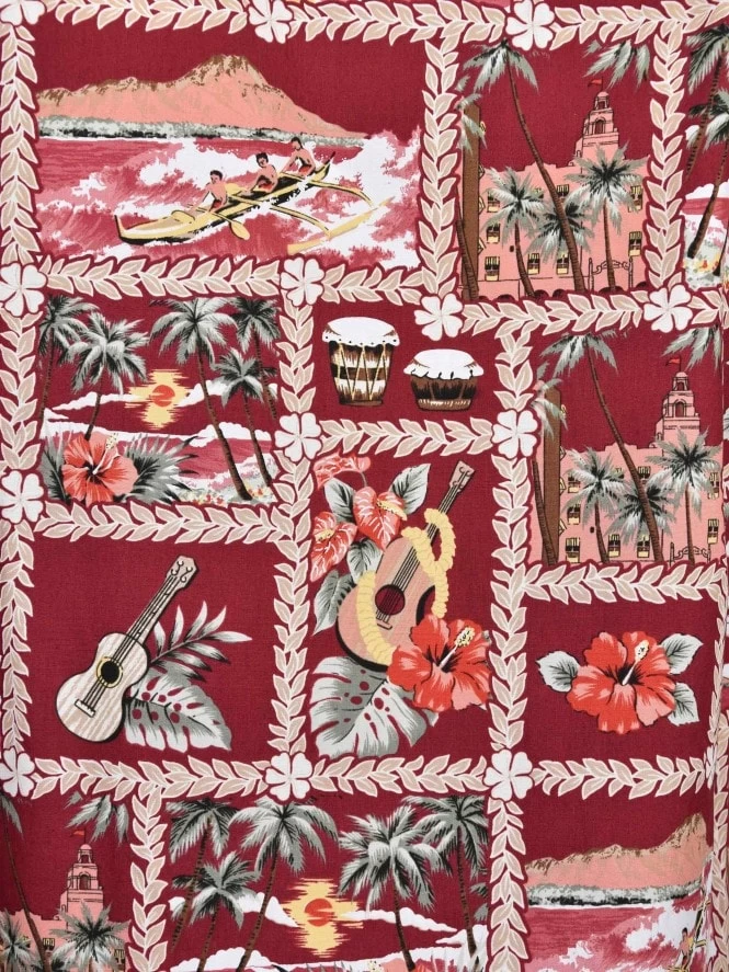 Men Short-Sleeved Surfers Paradise Burgundy Shirt 4 Men Short-Sleeved Surfers Paradise Burgundy Shirt - Image 2