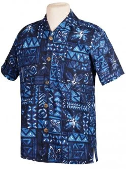 Men Short-Sleeved Tapa Sapphire Shirt