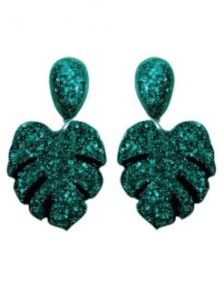 Monstera Glitter Earrings