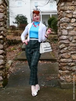 Natalie Trousers Olive Tartan