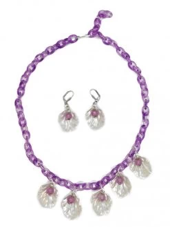 Pearl Seashell Necklace Set - Purple