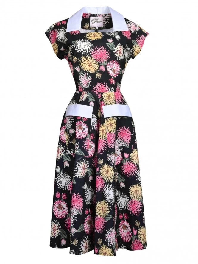 Peggy Lee Dress Chrysanthemum Black 3 Peggy Lee Dress Chrysanthemum Black