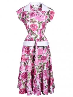 Peggy Lee Dress Roses In Bloom Pink