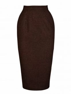 Pencil Skirt Black Orange Dot