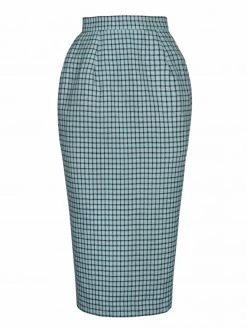 Pencil Skirt Blue Check