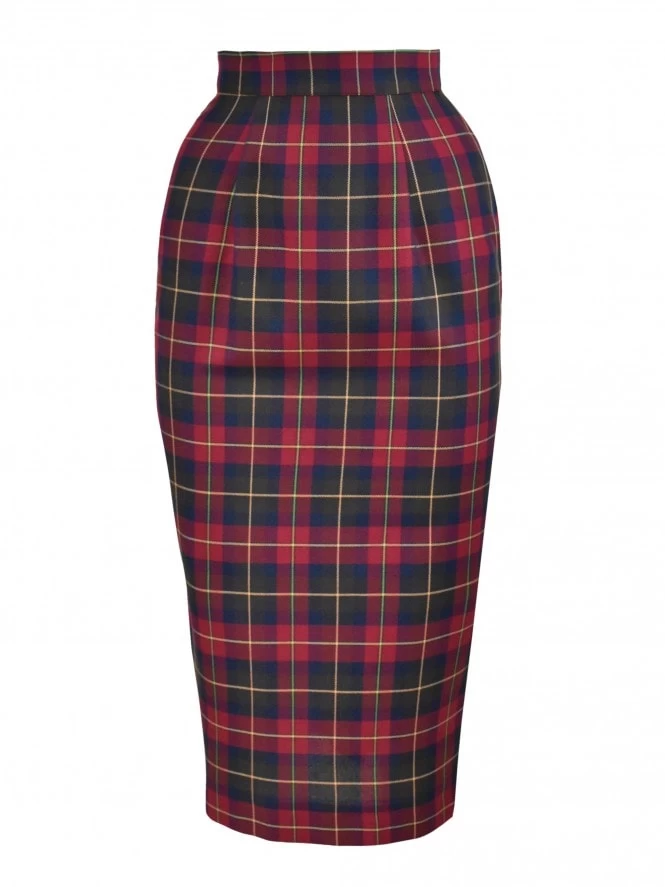Pencil Skirt Cherry Tartan 4 Pencil Skirt Cherry Tartan - Image 2