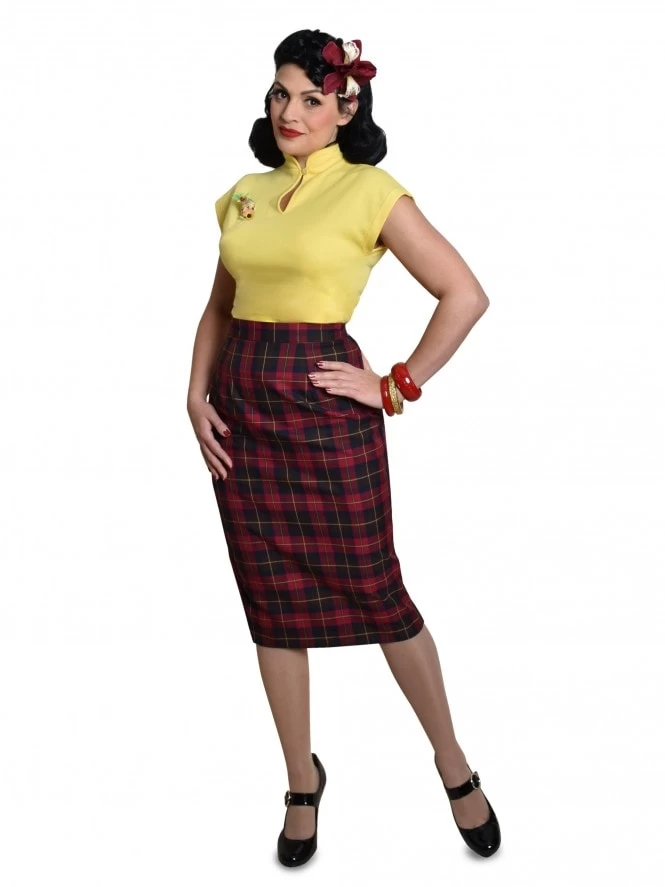 Pencil Skirt Cherry Tartan 6 Pencil Skirt Cherry Tartan - Image 4