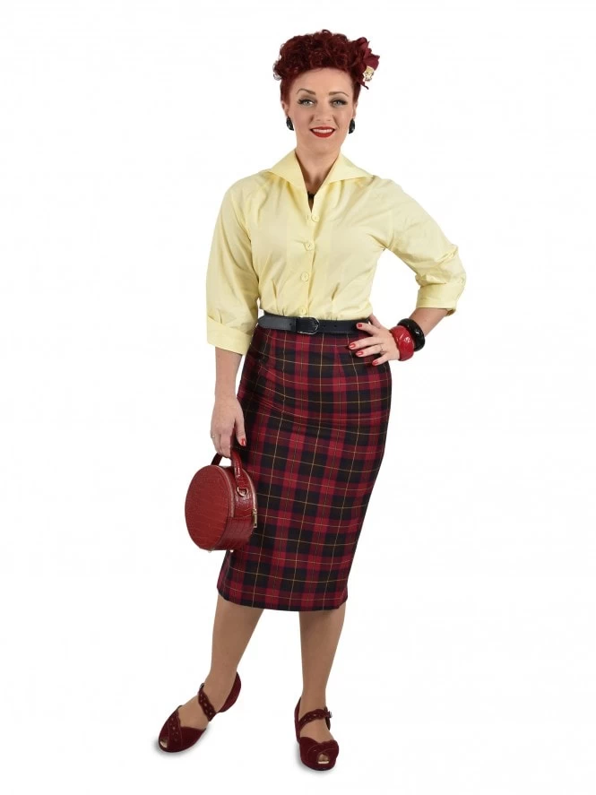 Pencil Skirt Cherry Tartan 3 Pencil Skirt Cherry Tartan