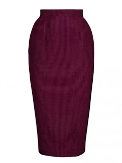 Pencil Skirt Dogtooth Dark Pink