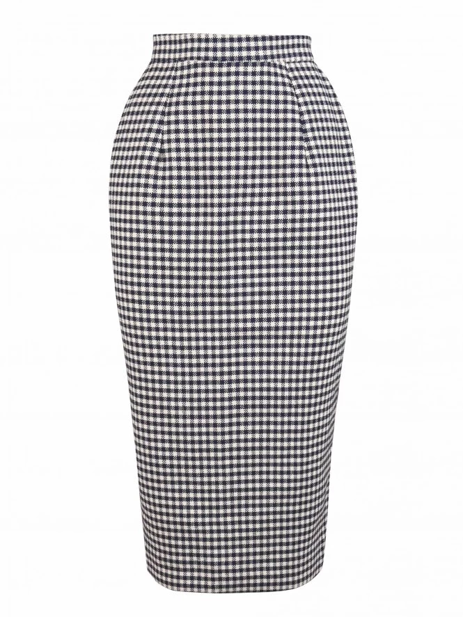 Pencil Skirt Navy Gingham 3 Pencil Skirt Navy Gingham