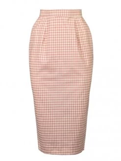 Pencil Skirt Pink And Cream Gingham