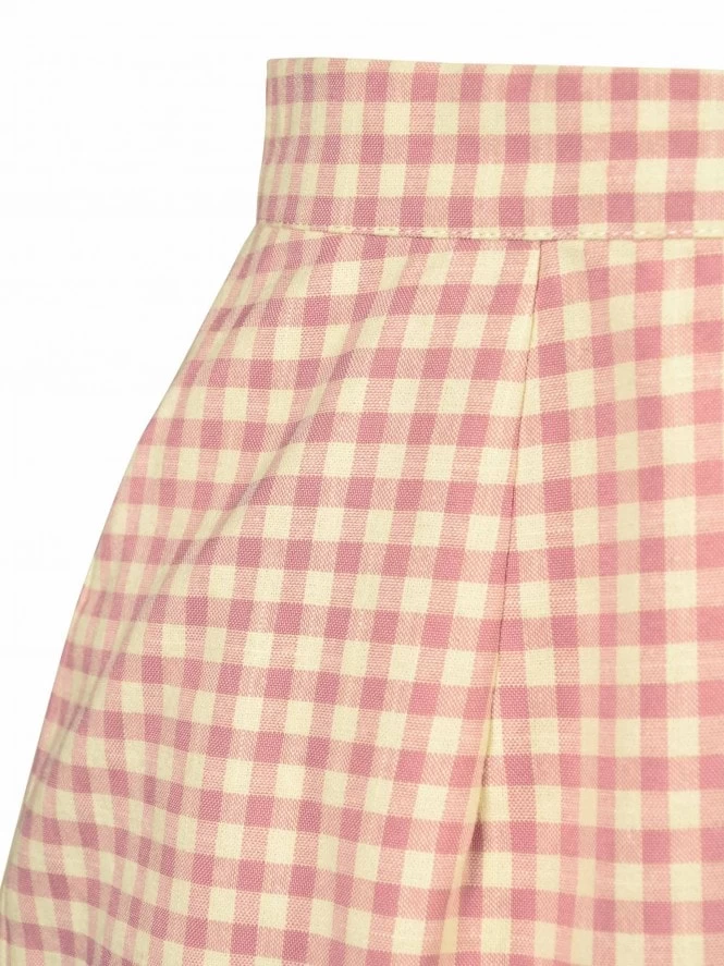 Pencil Skirt Pink And Cream Gingham 4 Pencil Skirt Pink And Cream Gingham - Image 2