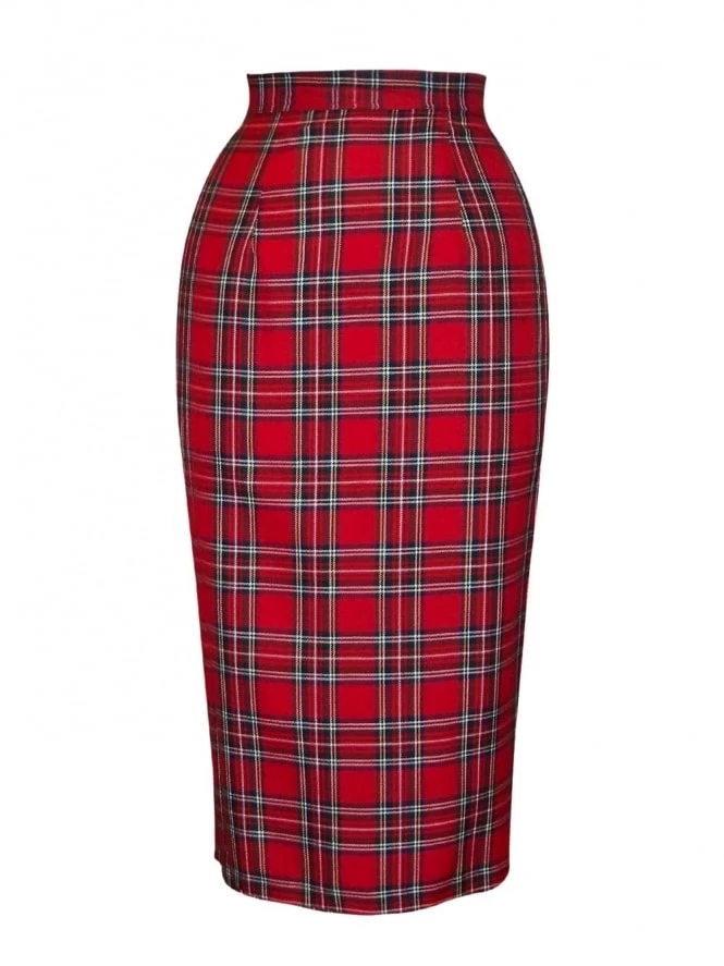 Pencil Skirt Red Tartan 5 Pencil Skirt Red Tartan - Image 3