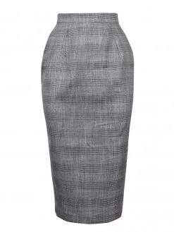 Pencil Skirt Tartan Blue Sparkle