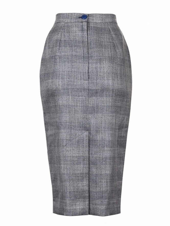 Pencil Skirt Tartan Blue Sparkle 5 Pencil Skirt Tartan Blue Sparkle - Image 3