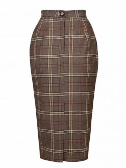 Pencil Skirt Tartan Brown Apricot -Chic Apparel Shop pencil skirt tartan brown apricot p6062 26801 medium