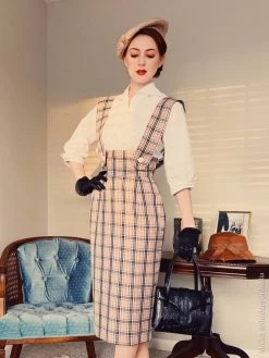 Pinafore Skirt Biscuit Tartan