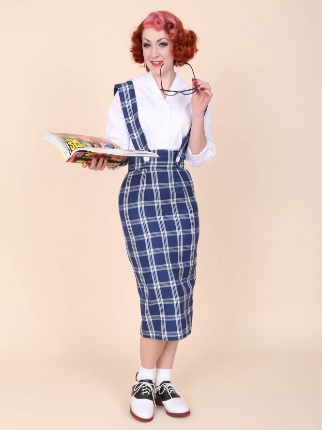 Pinafore Skirt Blue Tartan 3 Pinafore Skirt Blue Tartan