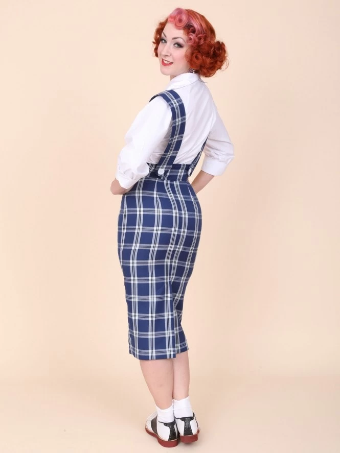 Pinafore Skirt Blue Tartan 4 Pinafore Skirt Blue Tartan - Image 2