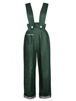 Pinafore Trousers Bottle Green Denim -Chic Apparel Shop pinafore trousers bottle green denim p5139 23895 medium