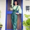 Pinafore Trousers Bottle Green Denim -Chic Apparel Shop pinafore trousers bottle green denim p5139 27921 medium