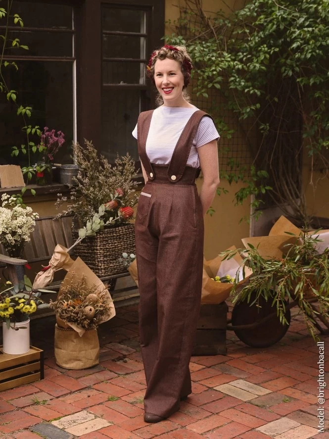 Pinafore Trousers Chocolate Denim 4 Pinafore Trousers Chocolate Denim - Image 2