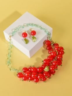 Red Berries Necklace Set