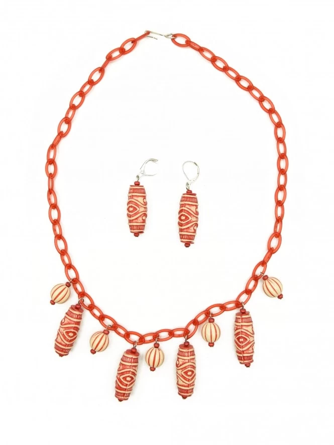 Red Hula Necklace Set 3 Red Hula Necklace Set