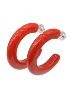 Red Star Hoop Earrings