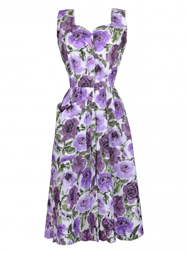 Roses In Bloom Purple Betty Sundress 3 Roses In Bloom Purple Betty Sundress