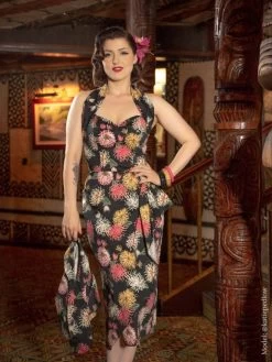 Sarong Chrysanthemum Black Bolero Set