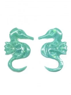 Seahorse Glitter Earrings Green