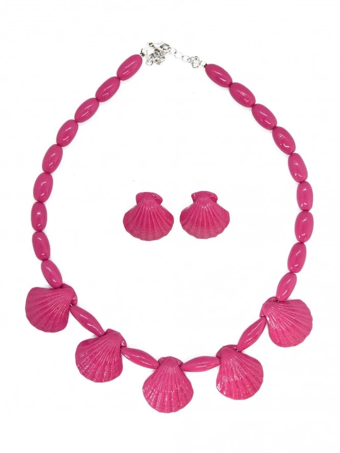 Seashell Necklace Set Raspberry 4 Seashell Necklace Set Raspberry - Image 2