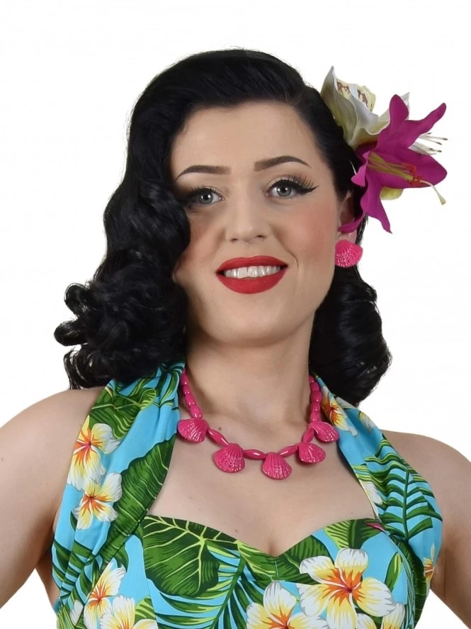 Seashell Necklace Set Raspberry 3 Seashell Necklace Set Raspberry