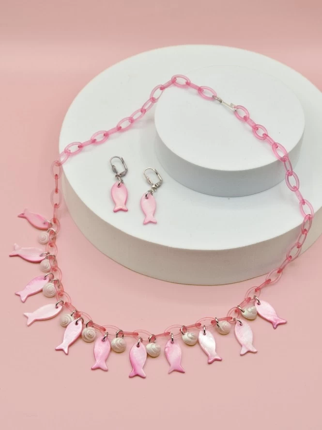Seaside Dreams Necklace Set Pink 3 Seaside Dreams Necklace Set Pink