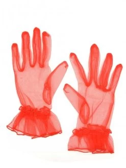 Short Gloves Red Mesh