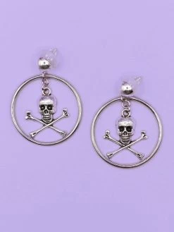 Silver Skull Hoop Earrings