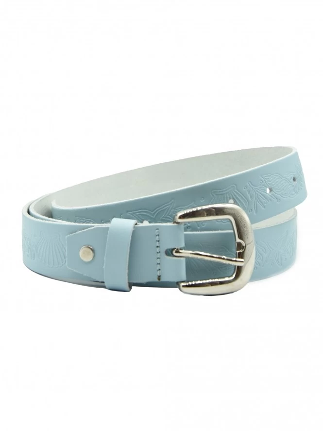 Sky Blue Seashell Leather Belt 3 Sky Blue Seashell Leather Belt