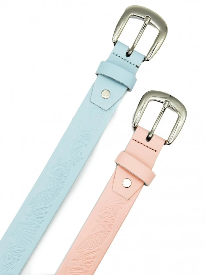 Sky Blue Seashell Leather Belt 4 Sky Blue Seashell Leather Belt - Image 2