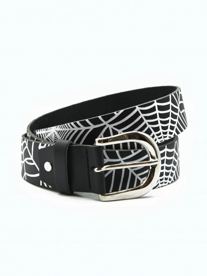 Spiderweb Black Embossed Leather Belt 4 Spiderweb Black Embossed Leather Belt - Image 2