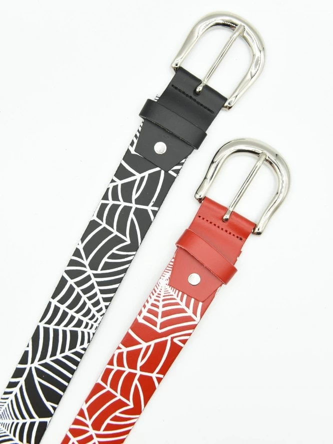 Spiderweb Black Embossed Leather Belt 5 Spiderweb Black Embossed Leather Belt - Image 3