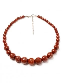 Tobacco Heavy Carved Bead Necklace